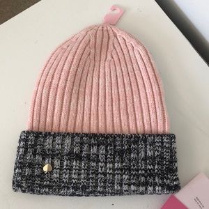 Kate Spade Women’s Hat Toboggan Hat Pink Gray Black White Beanie NWT